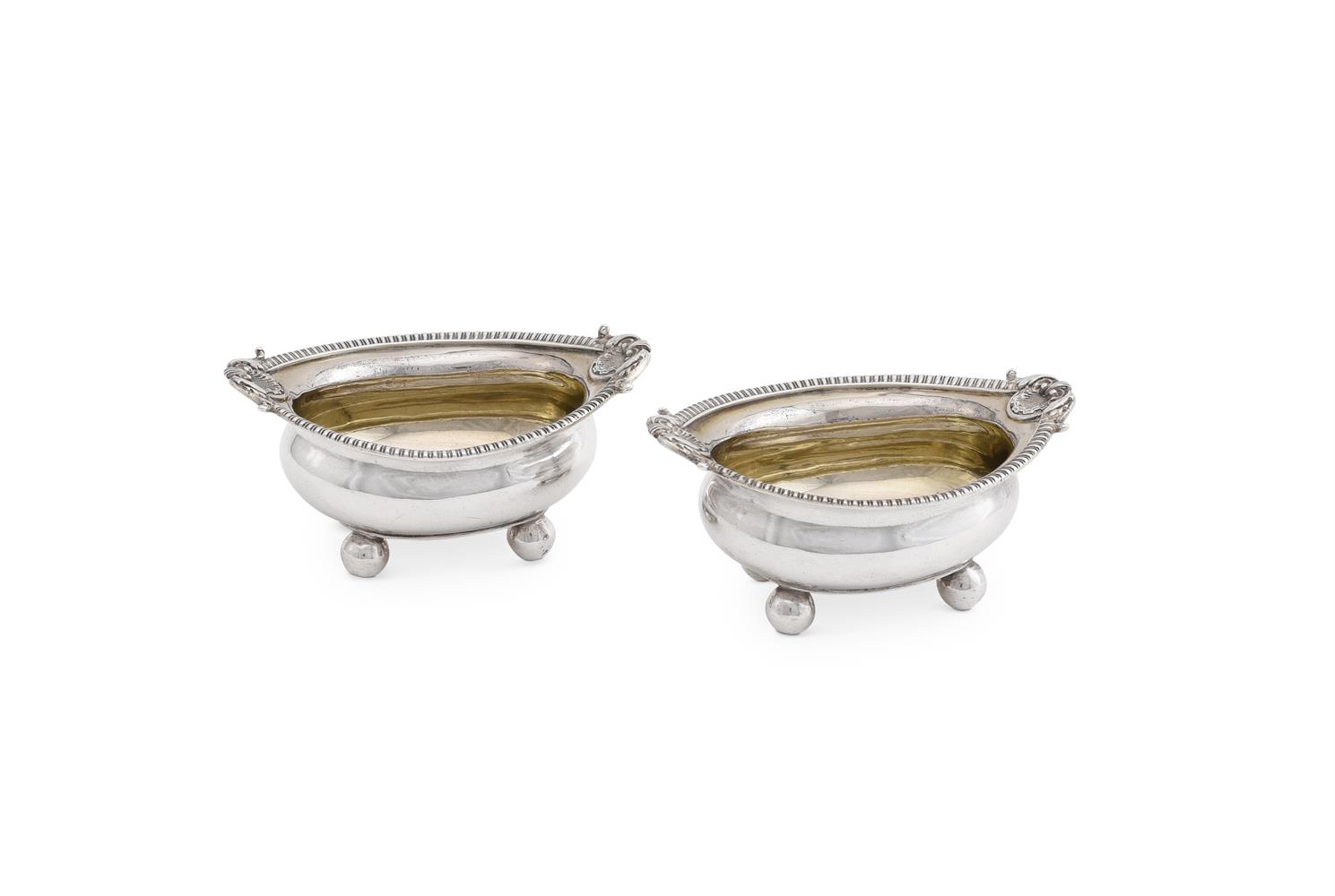 A PAIR OF GEORGE III SILVER OVAL SALT CELLARS