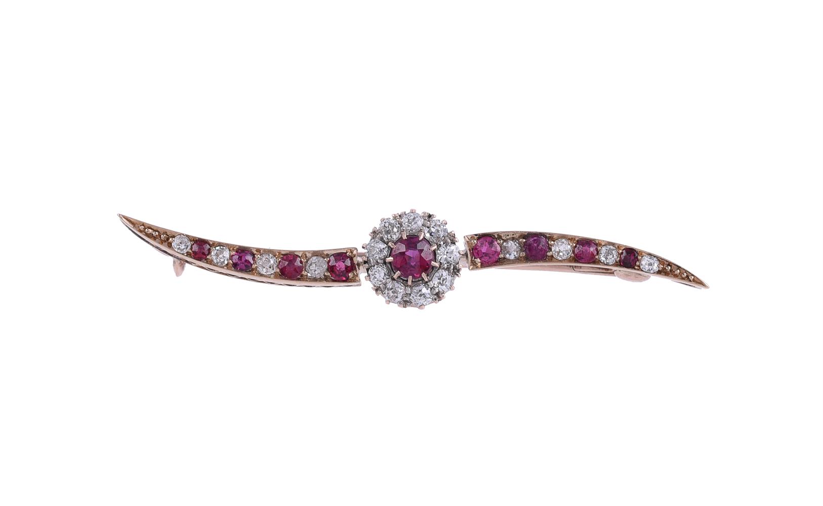 A LATE VICTORIAN RUBY AND DIAMOND BROOCH CIRCA 1890