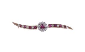 A LATE VICTORIAN RUBY AND DIAMOND BROOCH CIRCA 1890