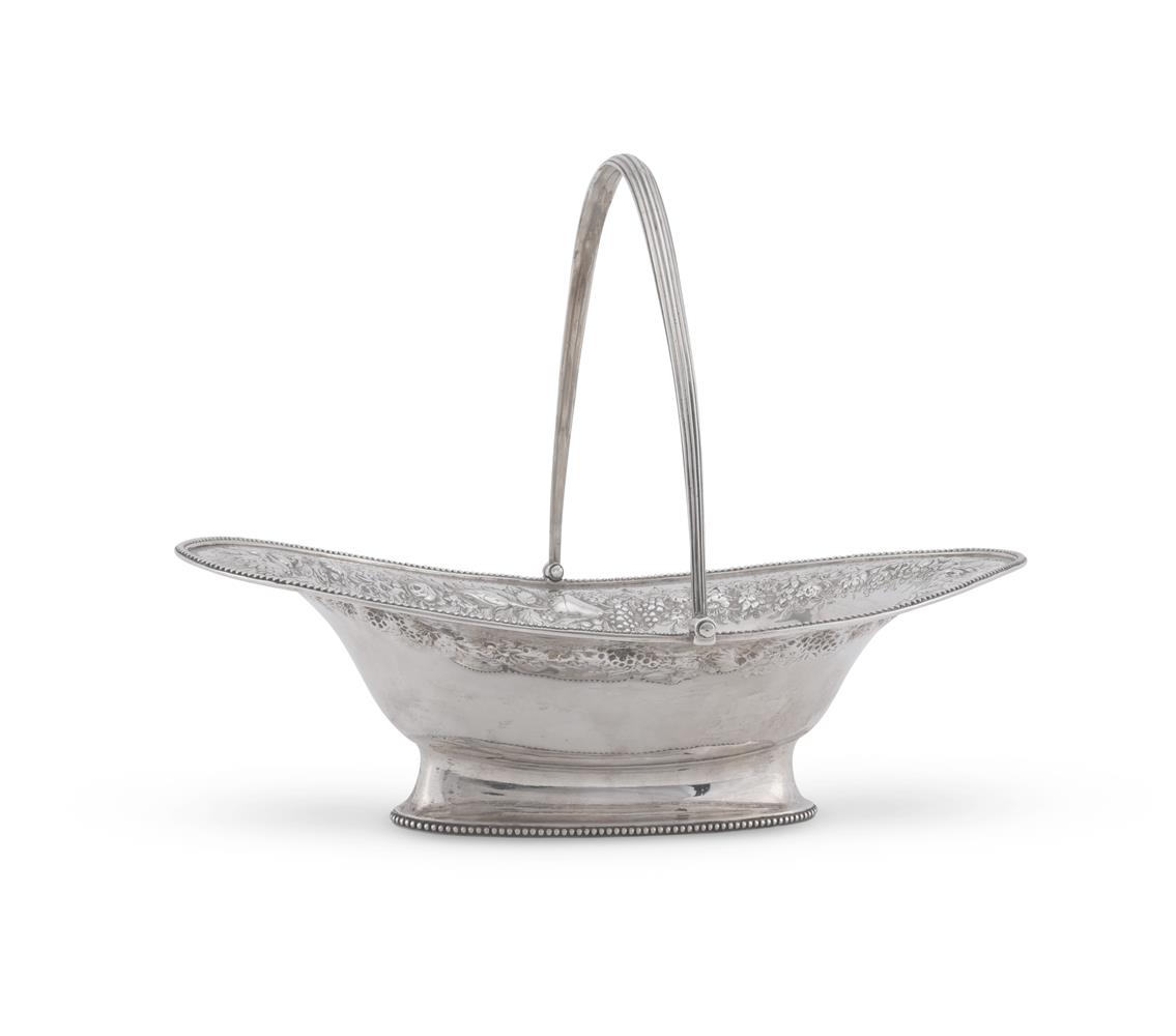 A GEORGE III SILVER OVAL PEDESTAL BASKET