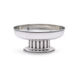 A GERMAN SILVER COLOURED OVAL PEDESTAL BOWL