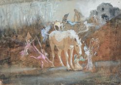 JOHN ANSTER FITZGERALD, FAIRIES PLAYING WITH A HORSE / FAIRIES PLAYING WITH A COW / A BIRD BY A NEST