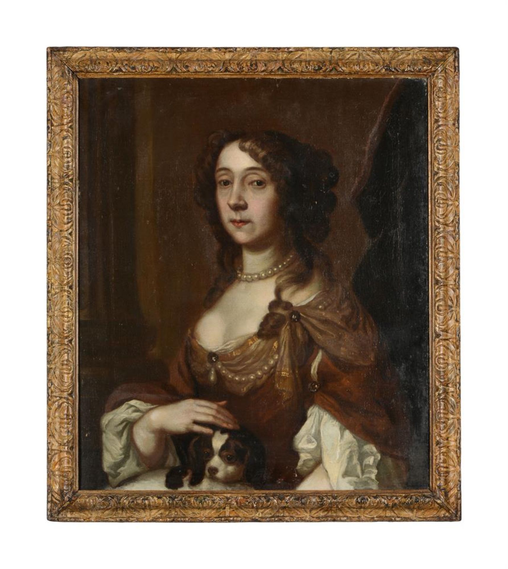 ENGLISH SCHOOL (17TH CENTURY), PORTRAIT OF A LADY WITH HER SPANIEL - Image 2 of 3
