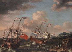 ATTRIBUTED TO LORENZO ACASTRO (ITALIAN FL 1672-1700), TWO MEN-O'WAR OF THE ENGLISH AND DUTCH NAVIES