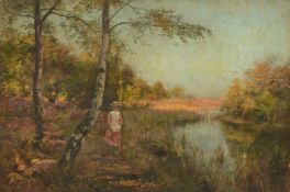 FLORENCE FITZGERALD (BRITISH 1857-1927), GIRL BY A POND