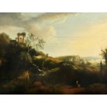 FOLLOWER OF WILLIAM MARLOW, FIGURES IN AN ITALIANATE LANDSCAPE