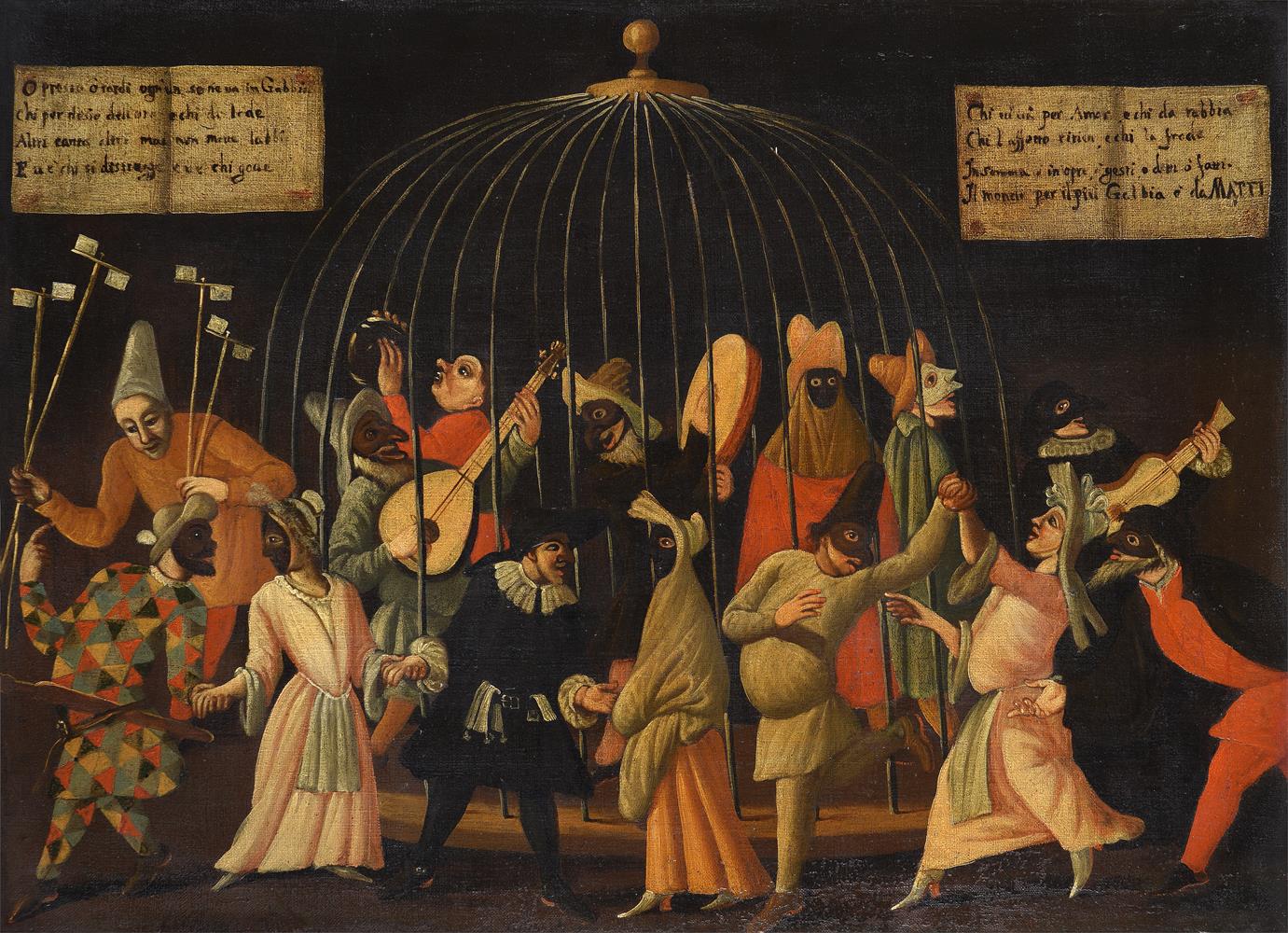 ATTRIBUTED TO THE 'MAESTRO DELLA FERTILITA DELL'UOVO', THE CAGE OF FOOLS