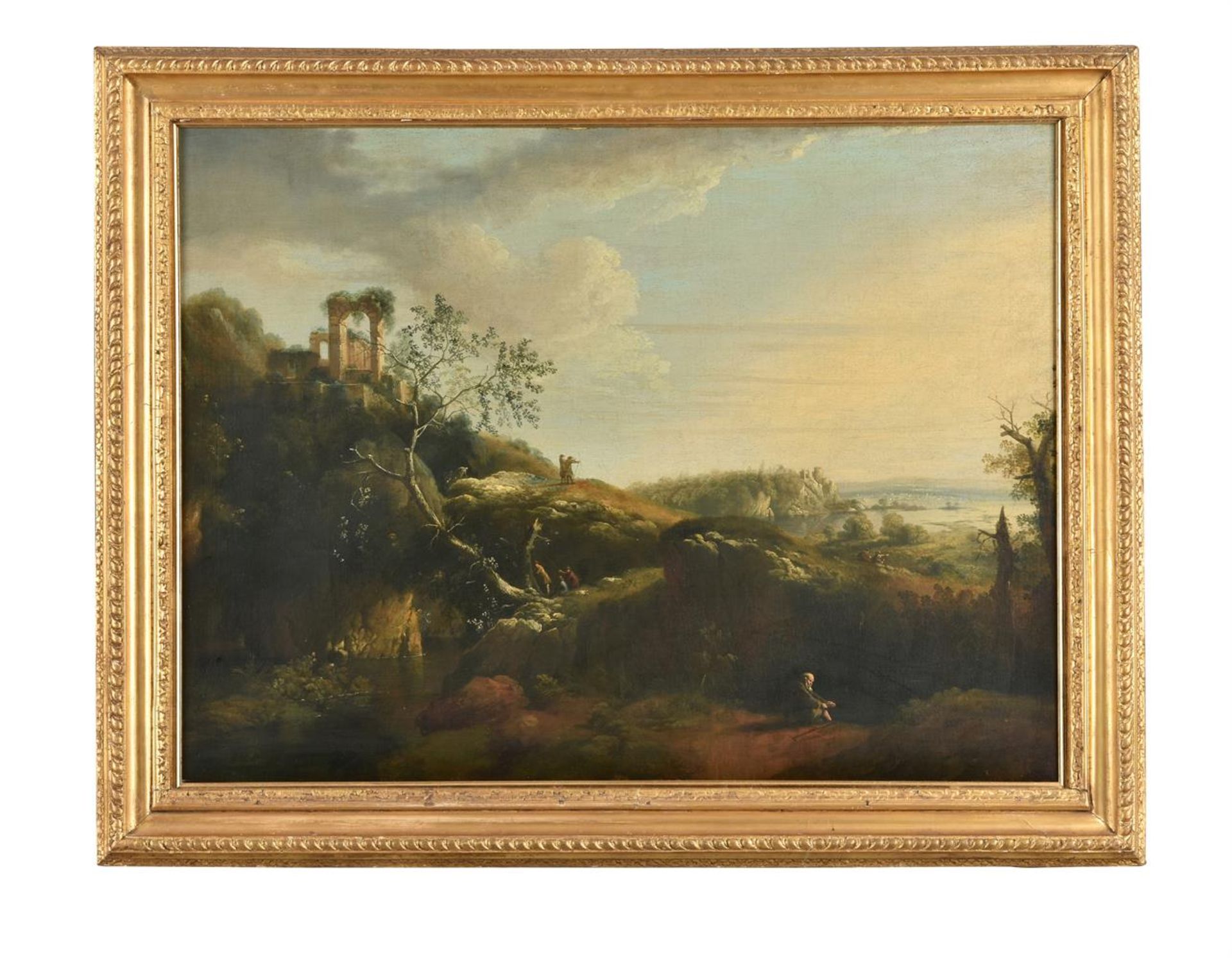 FOLLOWER OF WILLIAM MARLOW, FIGURES IN AN ITALIANATE LANDSCAPE - Image 2 of 3