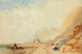 JAMES BAKER PYNE (BRITISH 1800-1870), FISHERFOLK ON A BEACH TOGETHER WITH ANOTHER WORK (2)