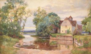 WALTER FOLLEN BISHOP (BRITISH 1856-1936), LANDSCAPE WITH A WATERMILL