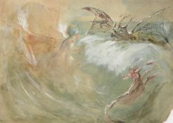 JOHN ANSTER FITZGERALD (BRITISH 1832-1906), GOBLIN AND FAIRY IN THE CREST OF A WAVE