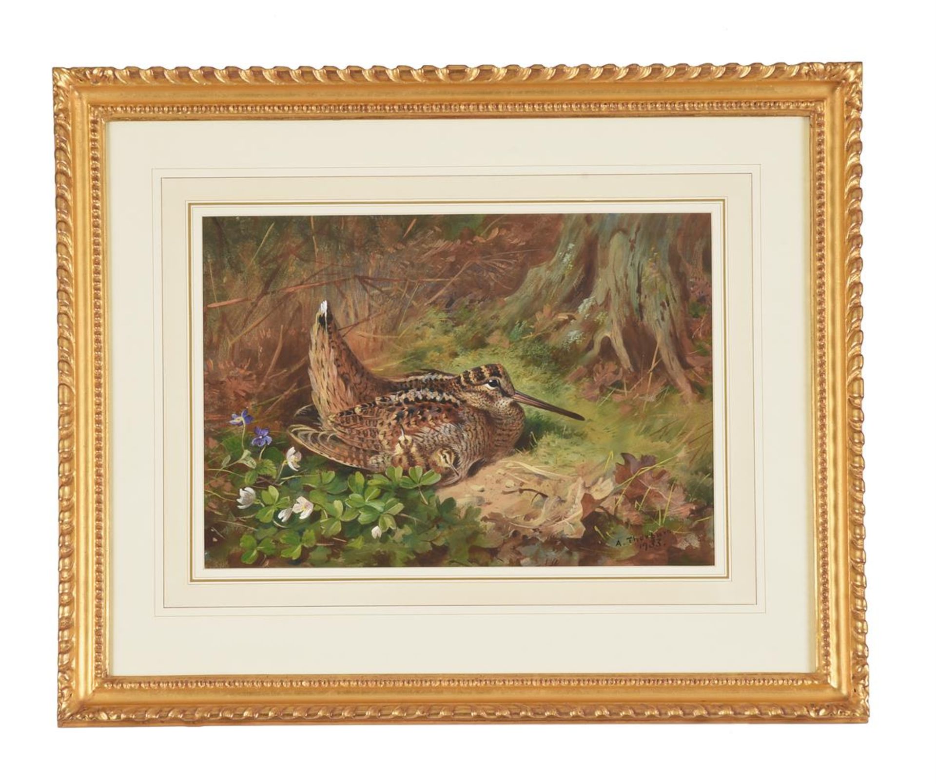 ARCHIBALD THORBURN (BRITISH 1860-1935), WOODCOCK AND CHICKS - Image 2 of 2