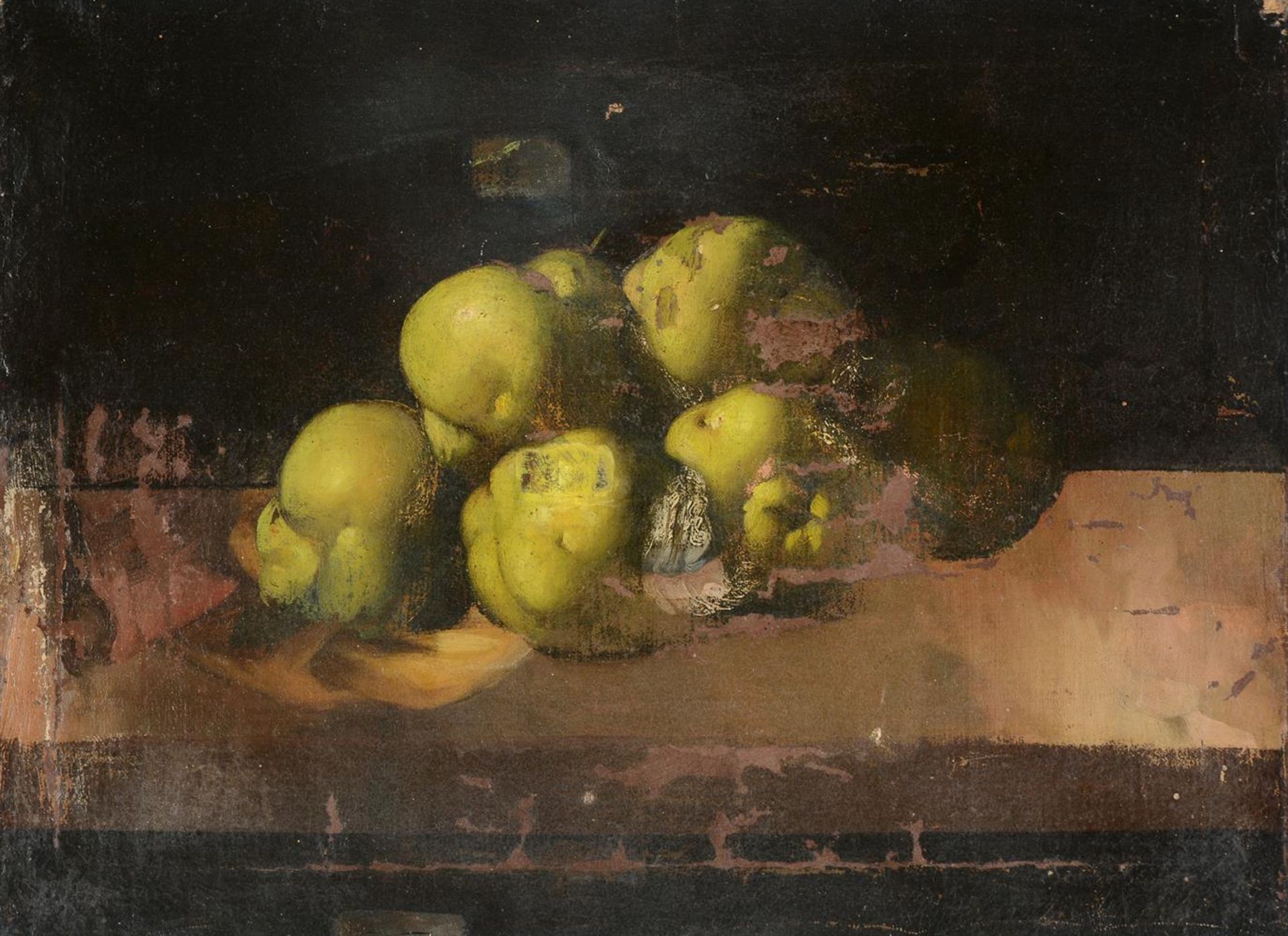 SPANISH SCHOOL (17TH CENTURY), A STILL LIFE OF APPLES ON A SHELF