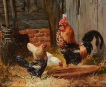 JOHN FREDERICK HERRING JNR. (BRITISH 1820-1907), CHICKENS IN A BARN