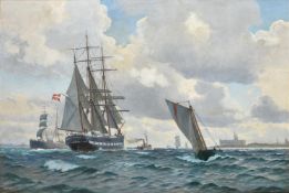 CHRISTIAN BLANCHE (DANISH 1838-1920), DANISH AND AMERICAN SHIPS OFF KRONBERG