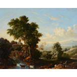 MANNER OF CLAUDE LORRAIN, A CLASSICAL LANDSCAPE WITH DROVERS AND THEIR CATTLE BY A STREAM