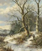 HENDRIK BAREND KOEKKOEK (DUTCH 1849-1909), FIGURES IN A WOODED WINTER LANDSCAPE