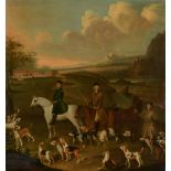 J HENNESSY (BRITISH 18TH CENTURY), A HUNTING PARTY BEFORE OLTON HALL