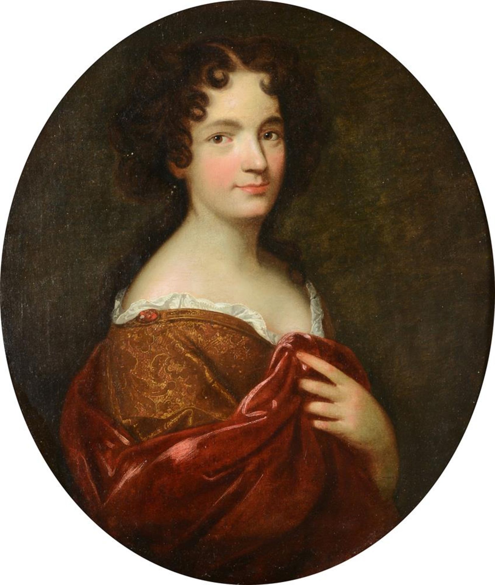 ANGLO-DUTCH SCHOOL (17TH CENTURY), PORTRAIT OF A LADY HOLDING A RED SCARF