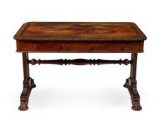 Y A REGENCY ROSEWOOD AND BRASS MARQUETRY LIBRARY TABLE, ATTRIBUTED TO GILLOWS, CIRCA 1815