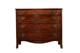 A GEORGE III MAHOGANY BOWFRONT DRESSING CHEST OF DRAWERS, CIRCA 1800