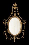 A PAIR OF GEORGE III CARVED GILTWOOD AND GESSO WALL MIRRORS, IN THE MANNER OF ROBERT ADAM