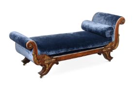 A GEORGE IV OAK AND PARCEL GILT DAYBED, CIRCA 1825