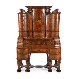 Y A GERMAN WALNUT AND MARQUETRY BUREAU CABINET, MID 18TH CENTURY