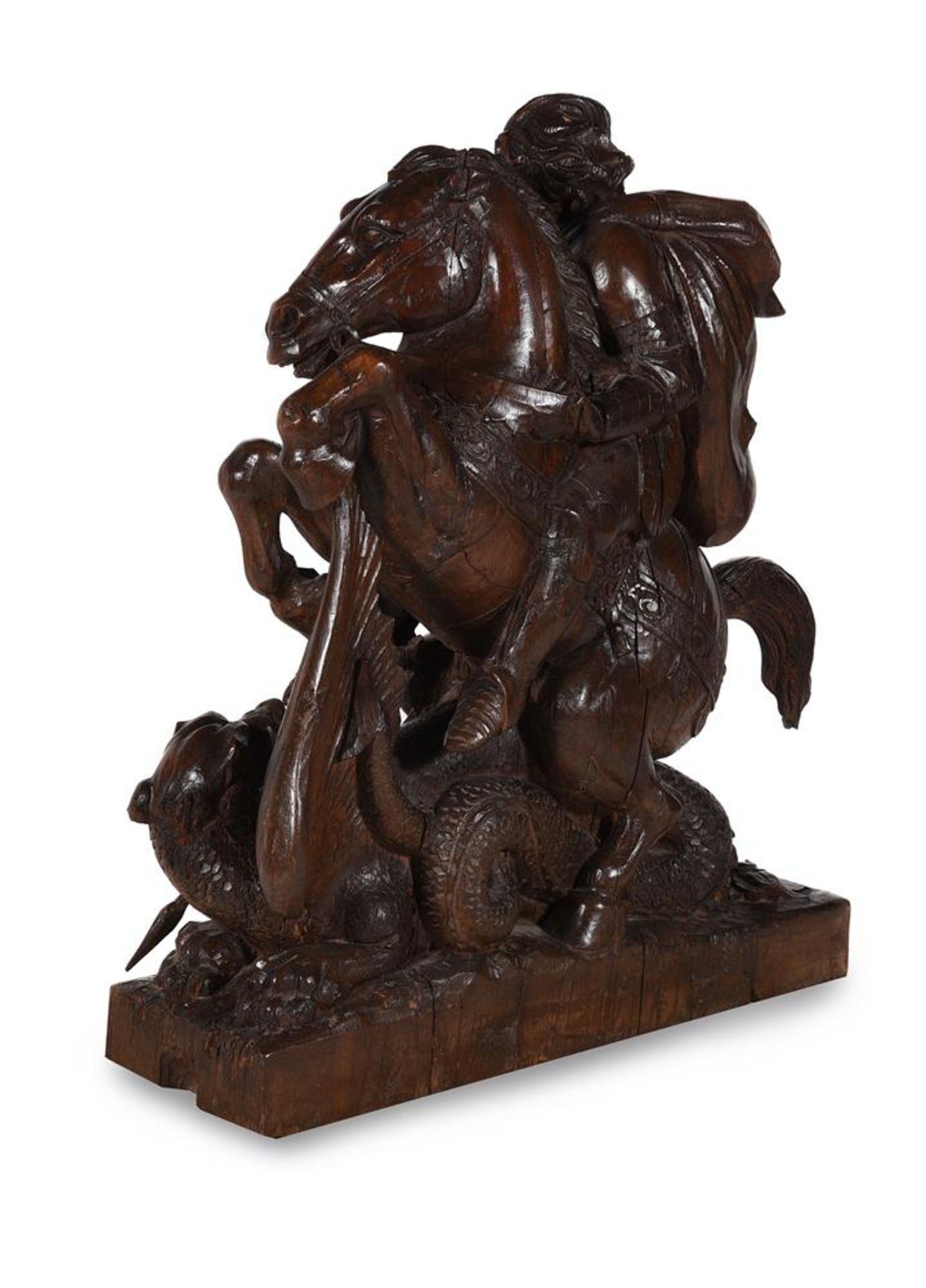 A LARGE CARVED OAK MODEL OF ST. GEORGE AND THE DRAGON, PROBABLY EARLY/MID 19TH CENTURY - Image 3 of 7