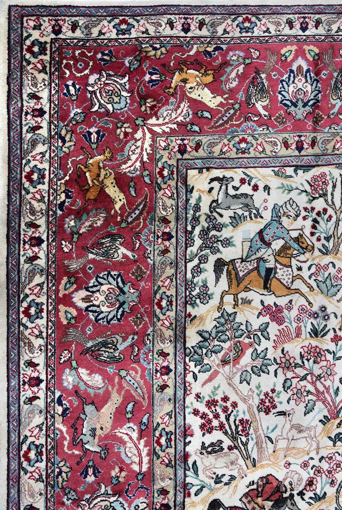 A TABRIZ CARPET, SIGNED BY MASTER WEAVER ALLABAF, approximately 402 x 296cm - Image 4 of 4