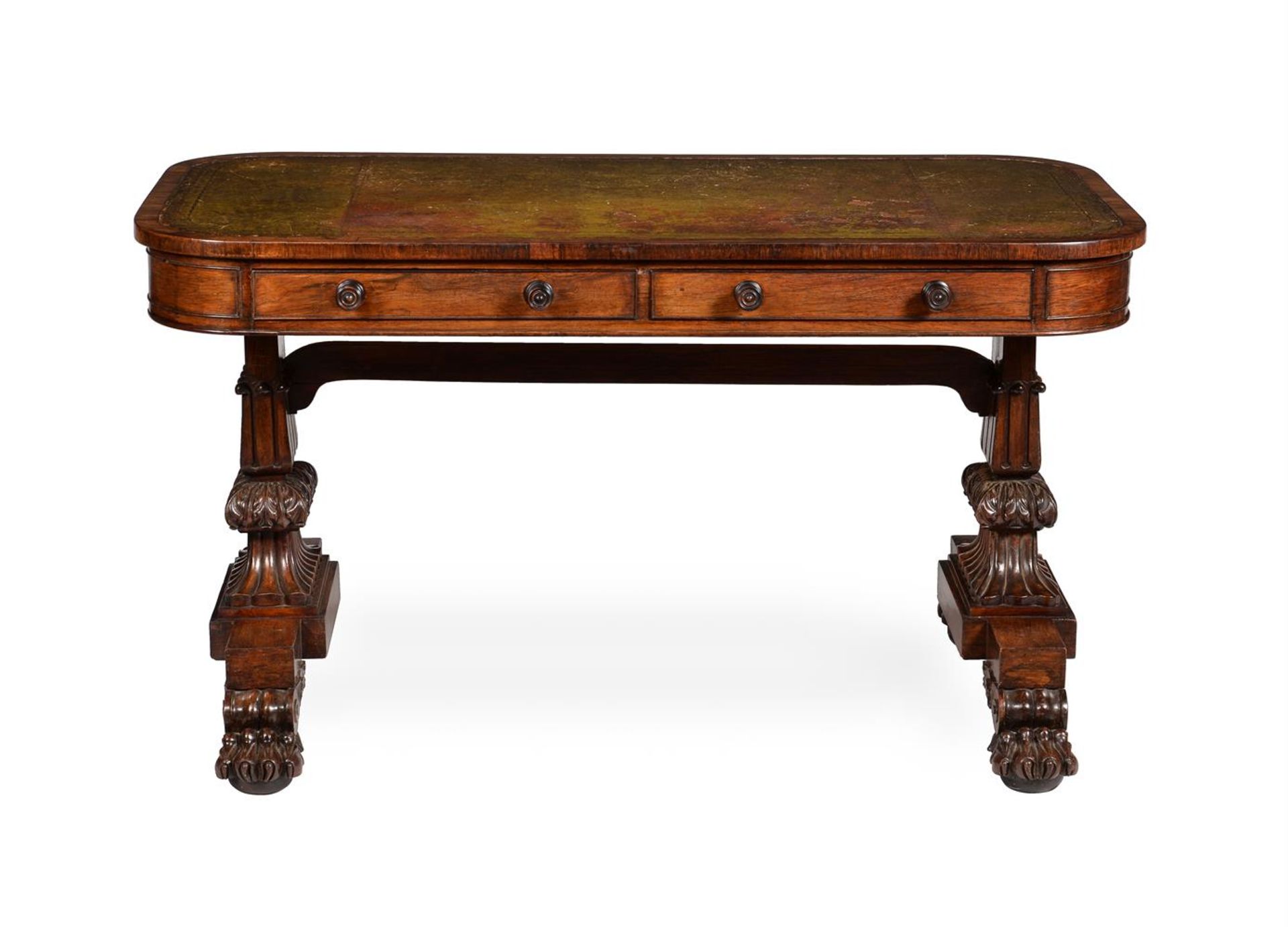 Y A GEORGE IV ROSEWOOD LIBRARY TABLE, IN THE MANNER OF MACK, WILLIAM & GIBTON, CIRCA 1825 - Image 2 of 6