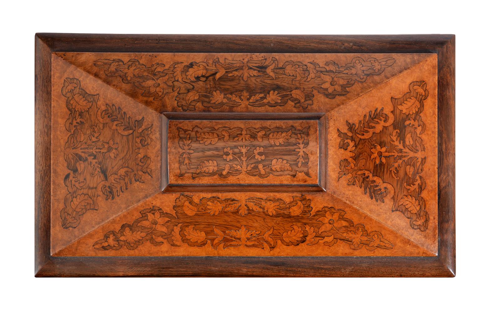 Y A WILLIAM IV ROSEWOOD AND AMBOYNA MARQUETRY TEA CHEST OR CADDY, CIRCA 1835 - Image 5 of 5