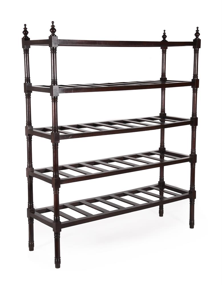 AN EARLY VICTORIAN WALNUT DEED OR LUGGAGE RACK, MID 19TH CENTURY