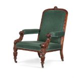 A WILLIAM IV CARVED MAHOGANY ARMCHAIR, CIRCA 1835