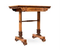 Y A REGENCY 'BIRD'S-EYE' MAPLE AND ROSEWOOD MARQUETRY INLAID GAMES TABLE, CIRCA 1820