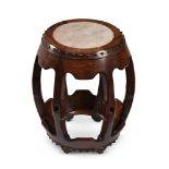 A CHINESE HARDWOOD BARREL-FORM SEAT OR STAND, 19TH CENTURY