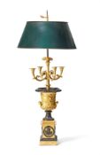 A BRONZE AND GILT TABLE LAMP IN THE NEOCLASSICAL STYLE, 19TH CENTURY