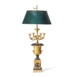 A BRONZE AND GILT TABLE LAMP IN THE NEOCLASSICAL STYLE, 19TH CENTURY