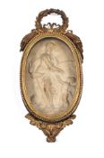 A CARVED WHITE MARBLE PLAQUE OF 'VENUS AND CUPID' PROBABLY ITALIAN, LATE 18TH/EARLY 19TH CENTURY