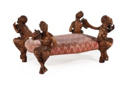 AN ITALIAN CARVED CYPRESS WOOD CENTRE STOOL, 19TH CENTURY