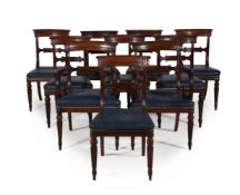 A SET OF TEN GEORGE IV MAHOGANY DINING CHAIRS, ATTRIBUTED TO GILLOWS, CIRCA 1825