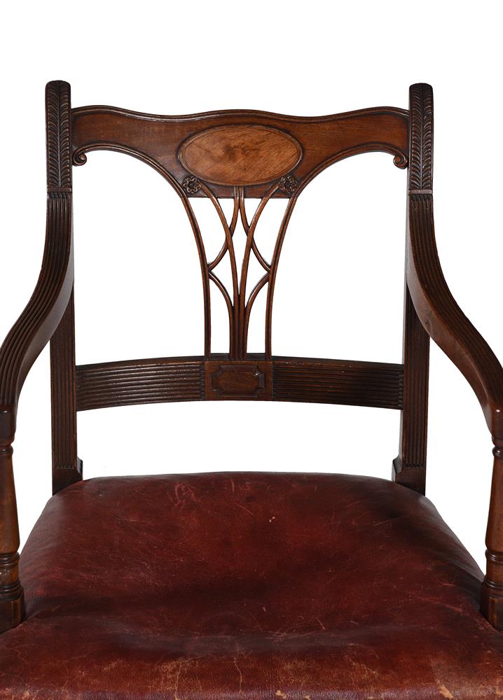 AN UNUSUAL PAIR OF LATE GEORGE III MAHOGANY OPEN ARMCHAIRS, CIRCA 1810 - Image 2 of 3