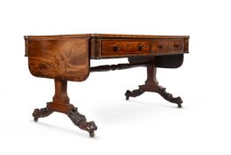 Y A REGENCY MAHOGANY AND ROSEWOOD BANDED LIBRARY TABLE, AFTER A DESIGN BY GEORGE SMITH, CIRCA 1820