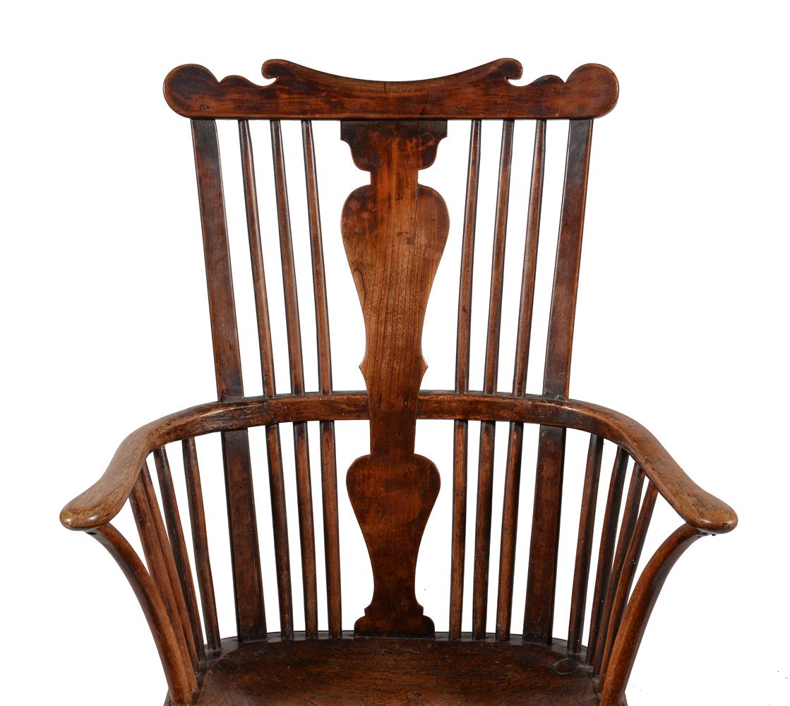 A FRUITWOOD, ELM AND BEECH COMB BACK WINDSOR ARMCHAIR, SECOND HALF 18TH CENTURY - Image 3 of 4