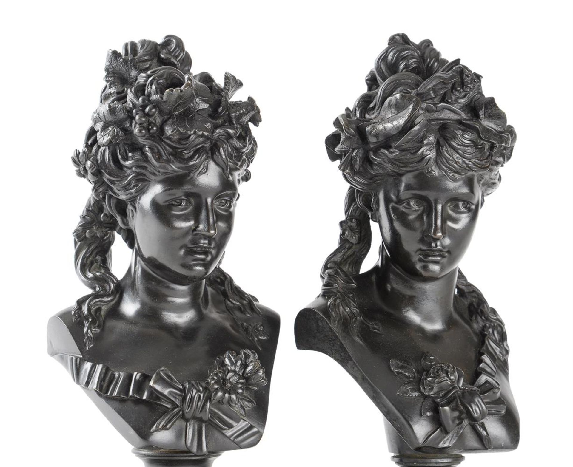 AFTER JEAN-LOUIS GREGOIRE (FRENCH, 1840-1890), A PAIR OF BRONZE BUSTS OF YOUNG WOMEN - Image 2 of 5