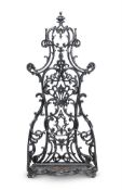 A BLACK PAINTED CAST IRON STICK STAND, IN THE MANNER OF COALBROOKDALE, LATE 19TH OR 20TH CENTURY