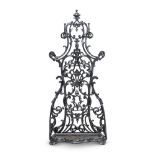 A BLACK PAINTED CAST IRON STICK STAND, IN THE MANNER OF COALBROOKDALE, LATE 19TH OR 20TH CENTURY