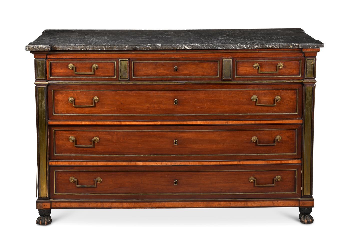 QUEEN MARY'S DIRECTOIRE MAHOGANY AND BRASS MOUNTED COMMODE, LATE 18TH/EARLY 19TH CENTURY - Image 2 of 7