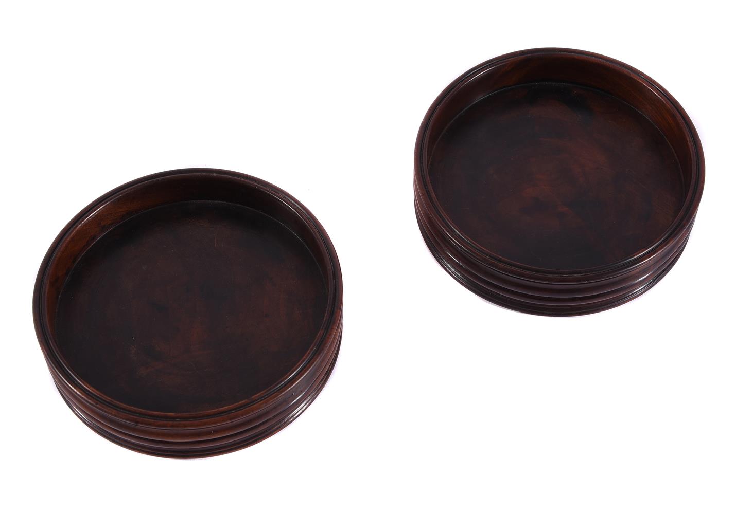 A PAIR OF TURNED MAHOGANY WINE COASTERS, IN GEORGE III STYLE - Image 2 of 2