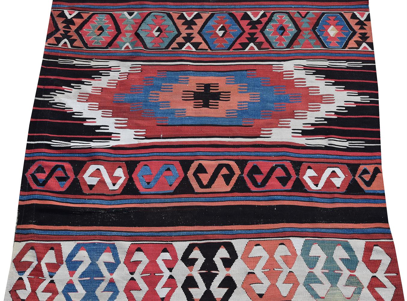 A NORTH WEST PERSIAN KILIM RUNNER, approximately 420 x 138cm - Image 2 of 2